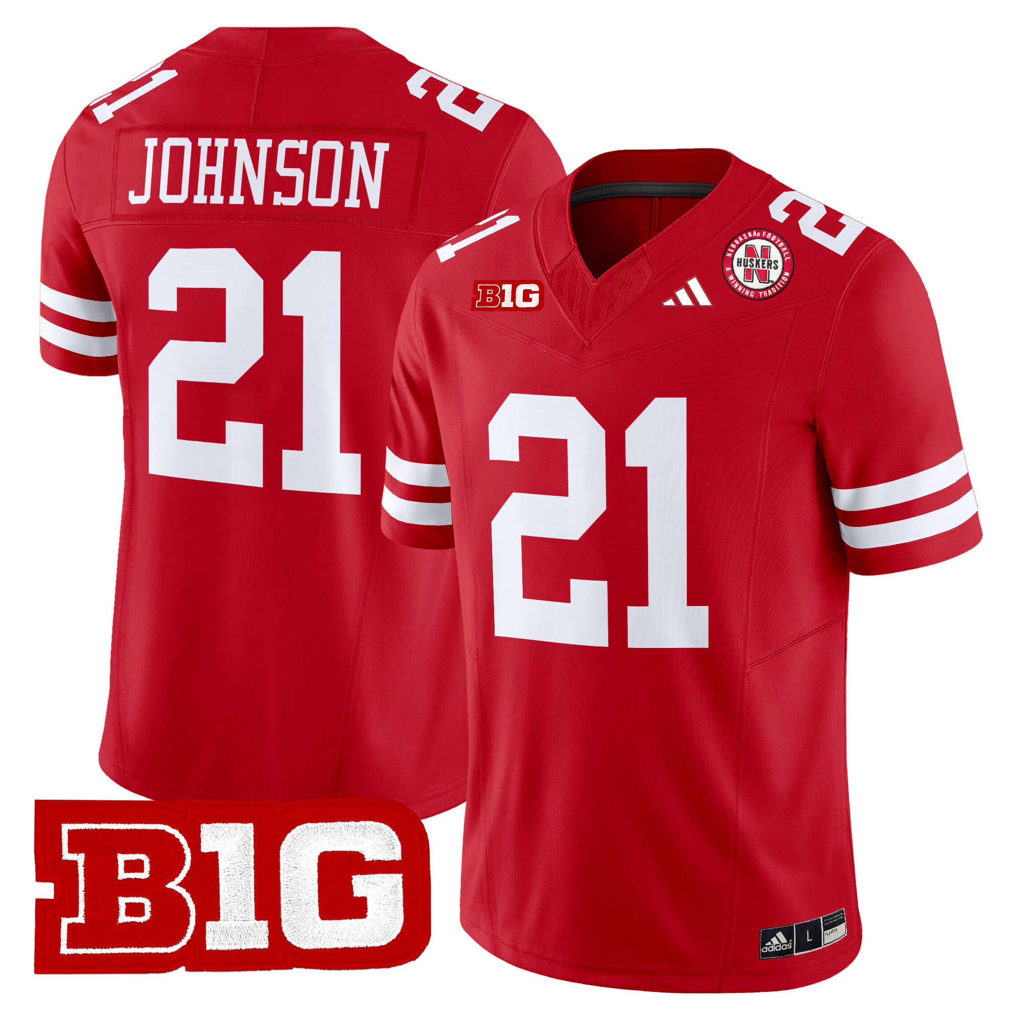 Men Nebraska Cornhuskers #21 Johnson Red 2024 Vapor Limited NCAA Jersey style 1->ncaa teams->NCAA Jersey